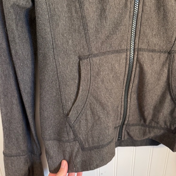 Athleta Full Zip Charcoal Gray Athletic Hoodie Thumb Hole Women’s Size Small - Picture 7 of 14